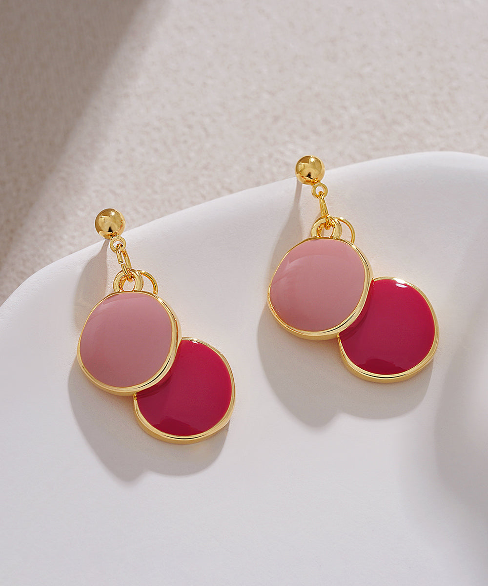 Boucles d'oreilles pendantes rondes en alliage d'or au design original - TrendAura
