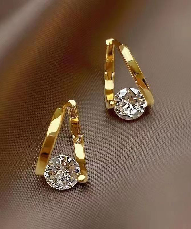 Boucles d'oreilles créoles originales en cuivre doré et zircon - TrendAura