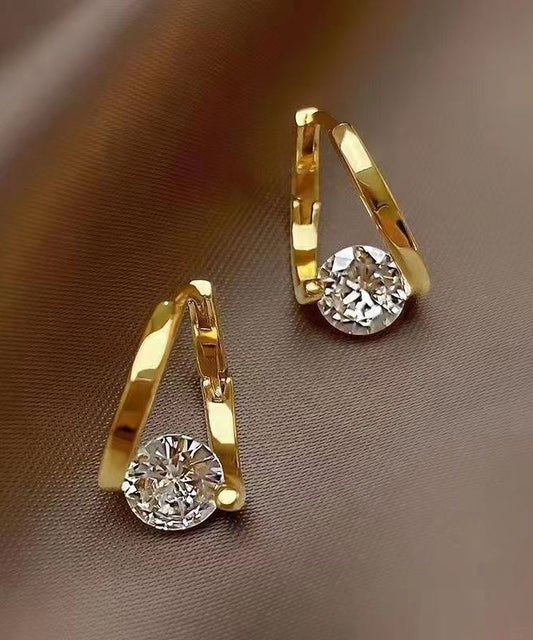 Boucles d'oreilles créoles originales en cuivre doré et zircon - TrendAura
