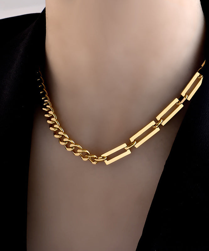 Collier chaîne en acier inoxydable doré au design original - TrendAura