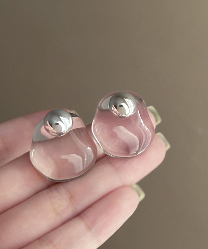 Boucles d'oreilles à tige en alliage de cristal nude au design original - TrendAura