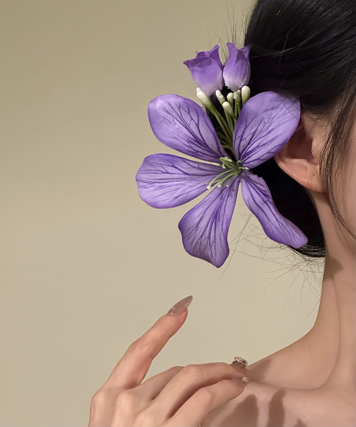 Épingle à cheveux florale en métal violet au design original - TrendAura