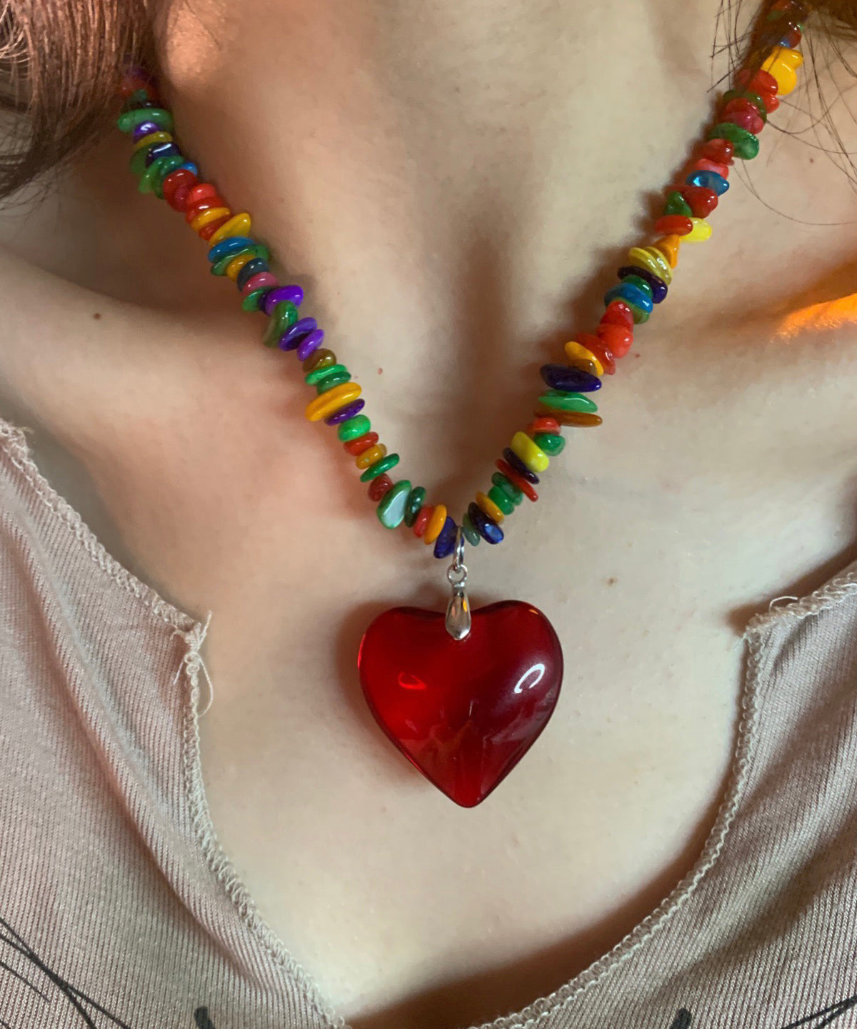 Collier pendentif amour en alliage arc-en-ciel au design original - TrendAura