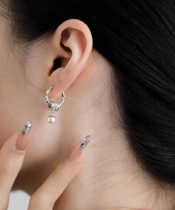 Boucles d'oreilles pendantes en argent sterling et perles en soie au design original - TrendAura