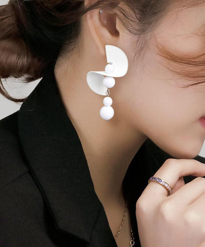 Boucles d'oreilles pendantes en argent sterling blanc au design original - TrendAura