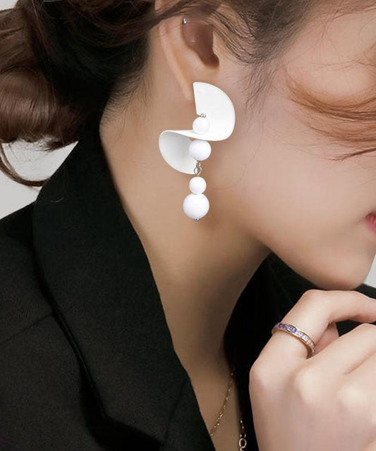 Boucles d'oreilles pendantes en argent sterling blanc au design original - TrendAura