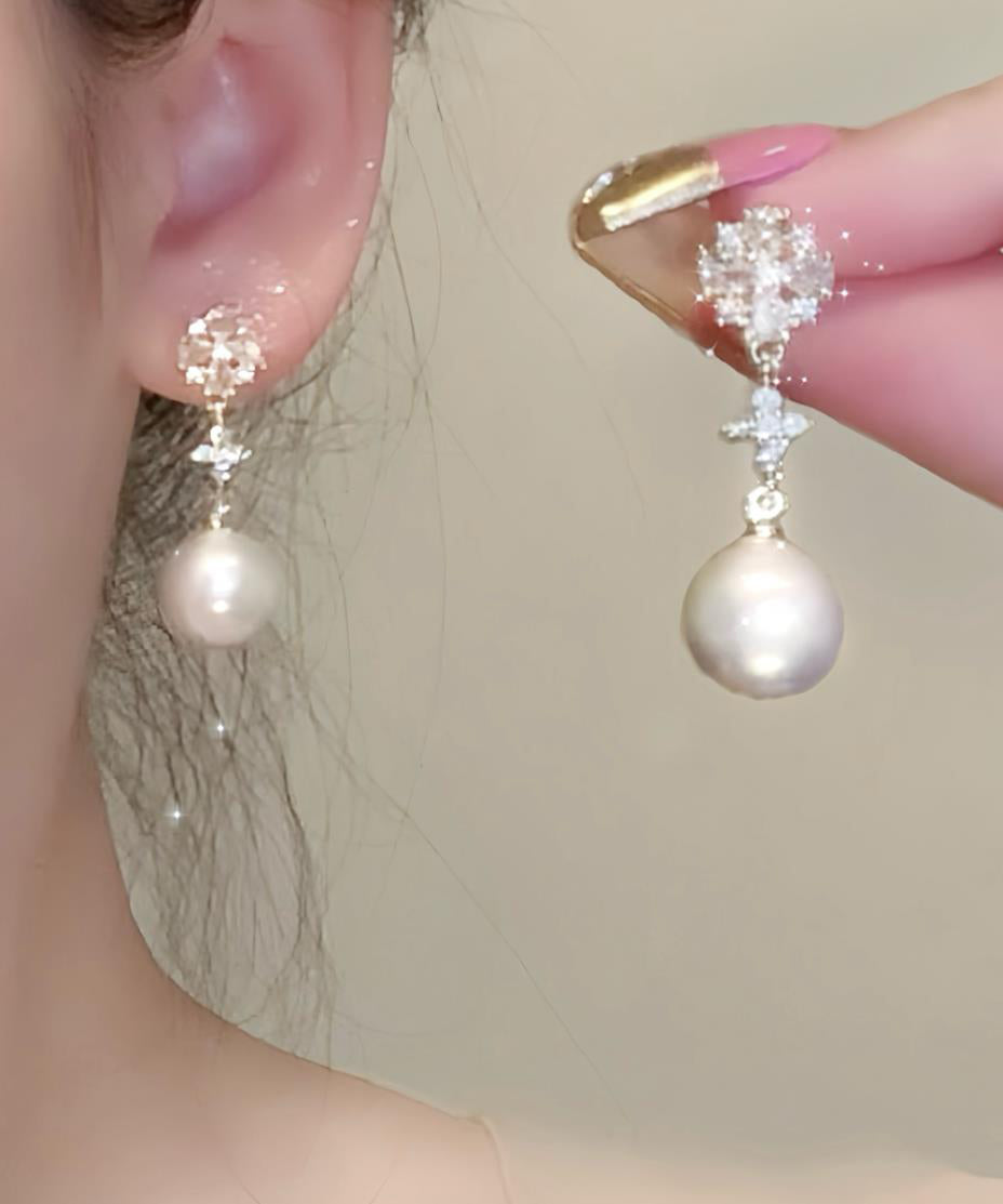 Boucles d'oreilles pendantes originales en or, cuivre et zircons - TrendAura