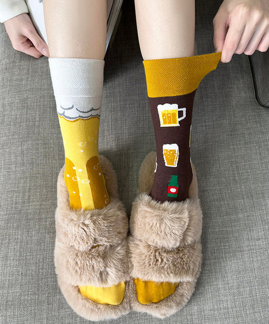 Chaussettes asymétriques mi-mollet à imprimé tendance original - TrendAura