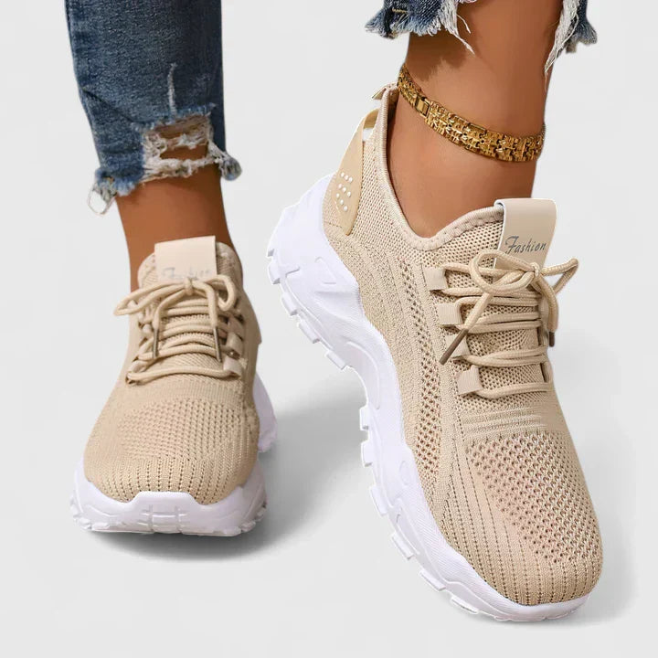 Maica Womens Knitted Sneakers Breathable Mesh Upper Thick Platform Sole All Day Comfort For Walking And Tennis
