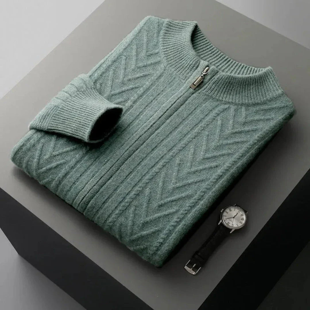 Oscar Merino Wool Full-Zip Sweater