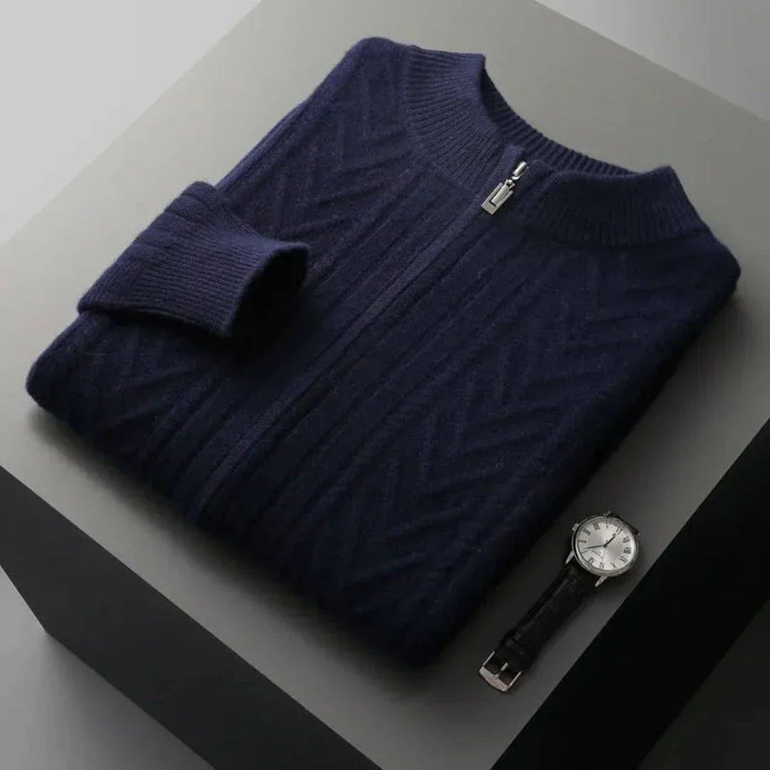 Oscar Merino Wool Full-Zip Sweater
