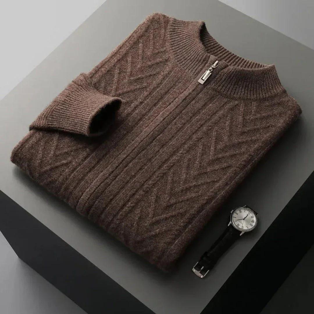 Oscar Merino Wool Full-Zip Sweater
