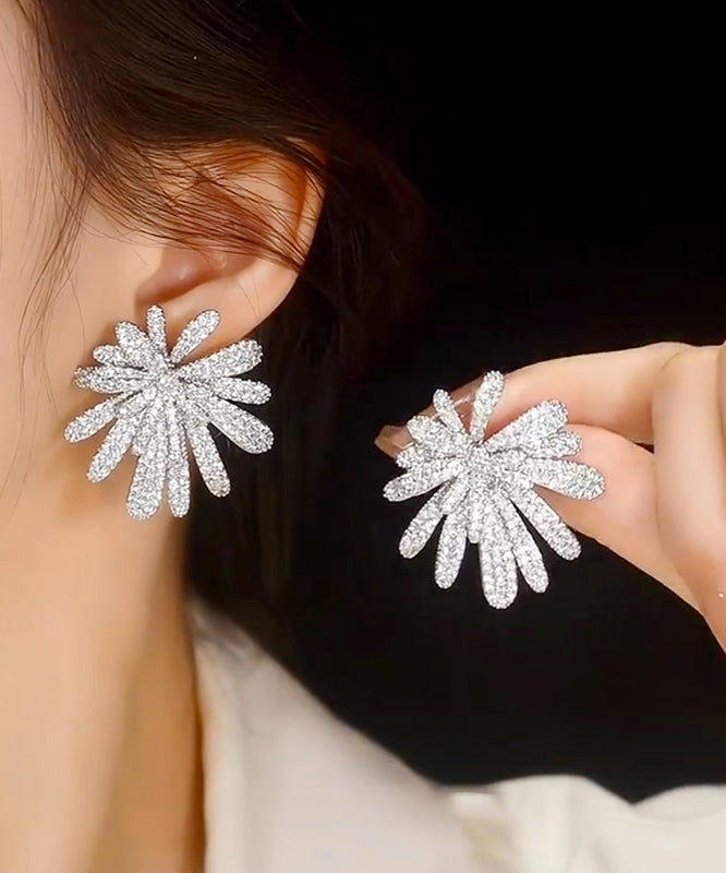 Boucles d'oreilles à tige surdimensionnées en soie, cuivre et zircon, motif feux d'artifice - TrendAura