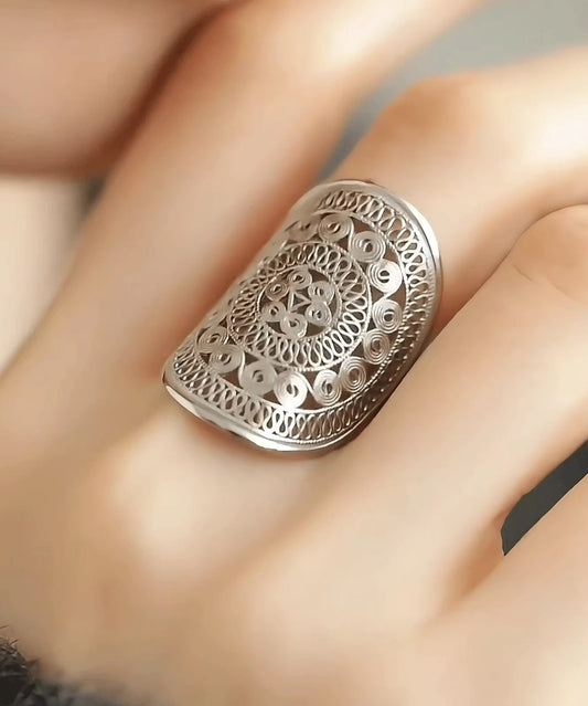 Bagues creuses surdimensionnées en argent sterling et soie - TrendAura