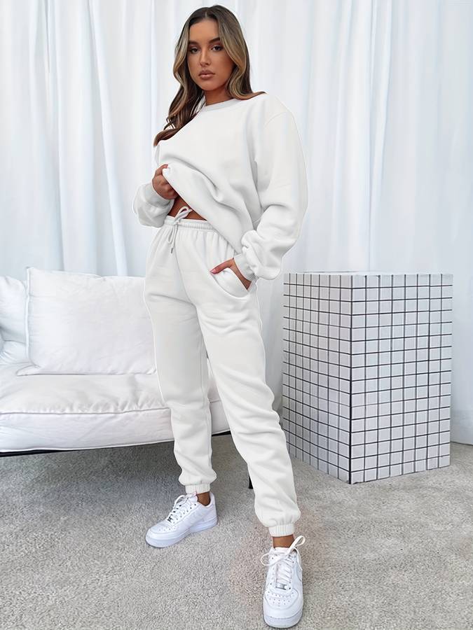 Oversized Womens Sweat Set With Cozy Pullover And Relaxed Pink Joggers For Women All Day Comfort