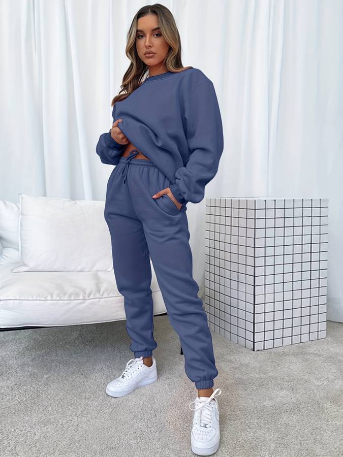 Oversized Womens Sweat Set With Cozy Pullover And Relaxed Pink Joggers For Women All Day Comfort