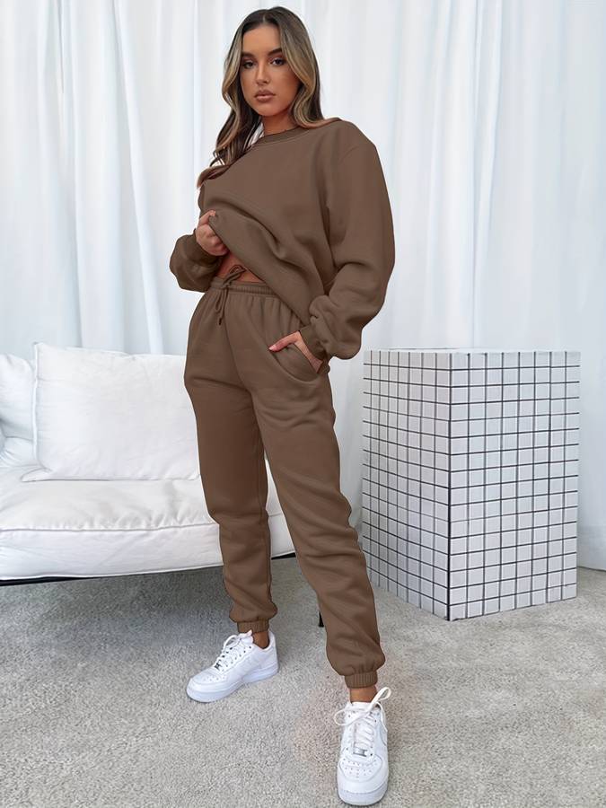 Oversized Womens Sweat Set With Cozy Pullover And Relaxed Pink Joggers For Women All Day Comfort