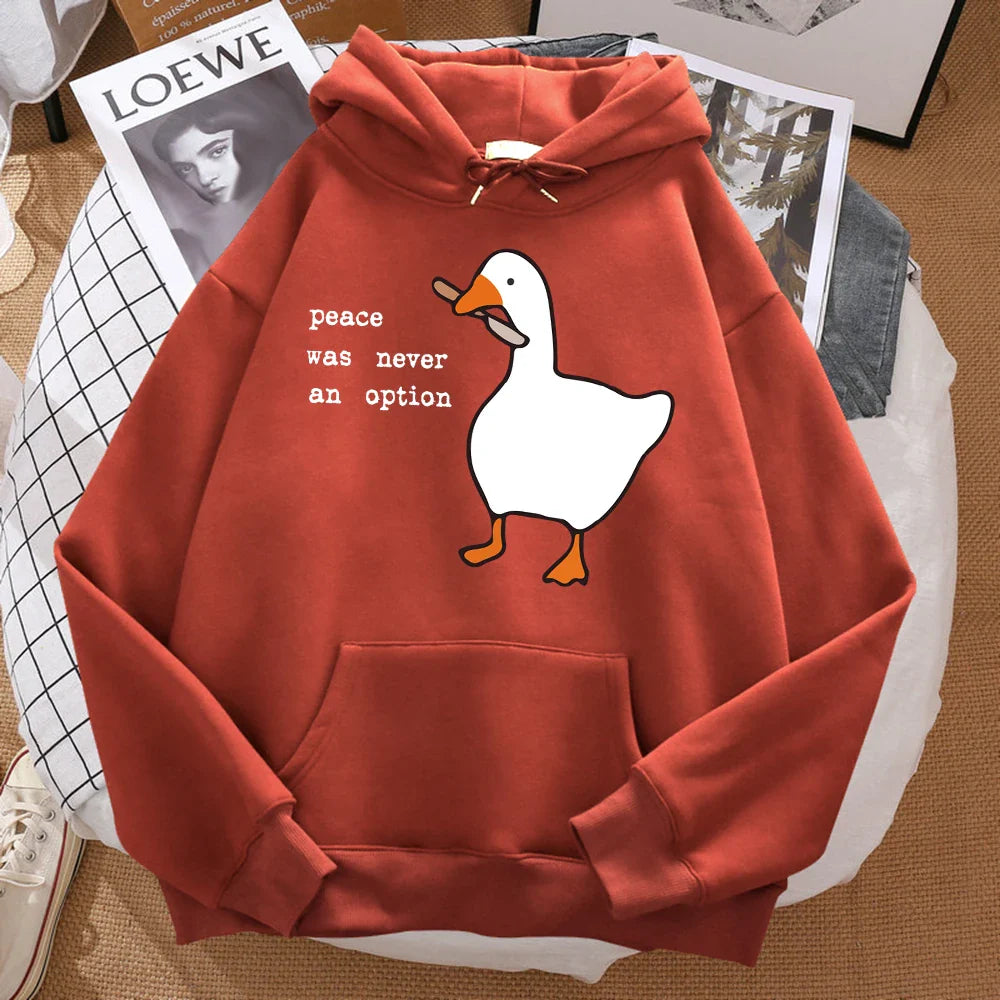 Duck Print Oversized Hoodie For Men With Cozy Warmth And Relaxed Fit Sweatshirt