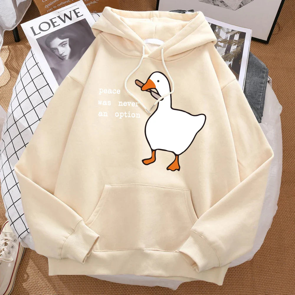 Duck Print Oversized Hoodie For Men With Cozy Warmth And Relaxed Fit Sweatshirt