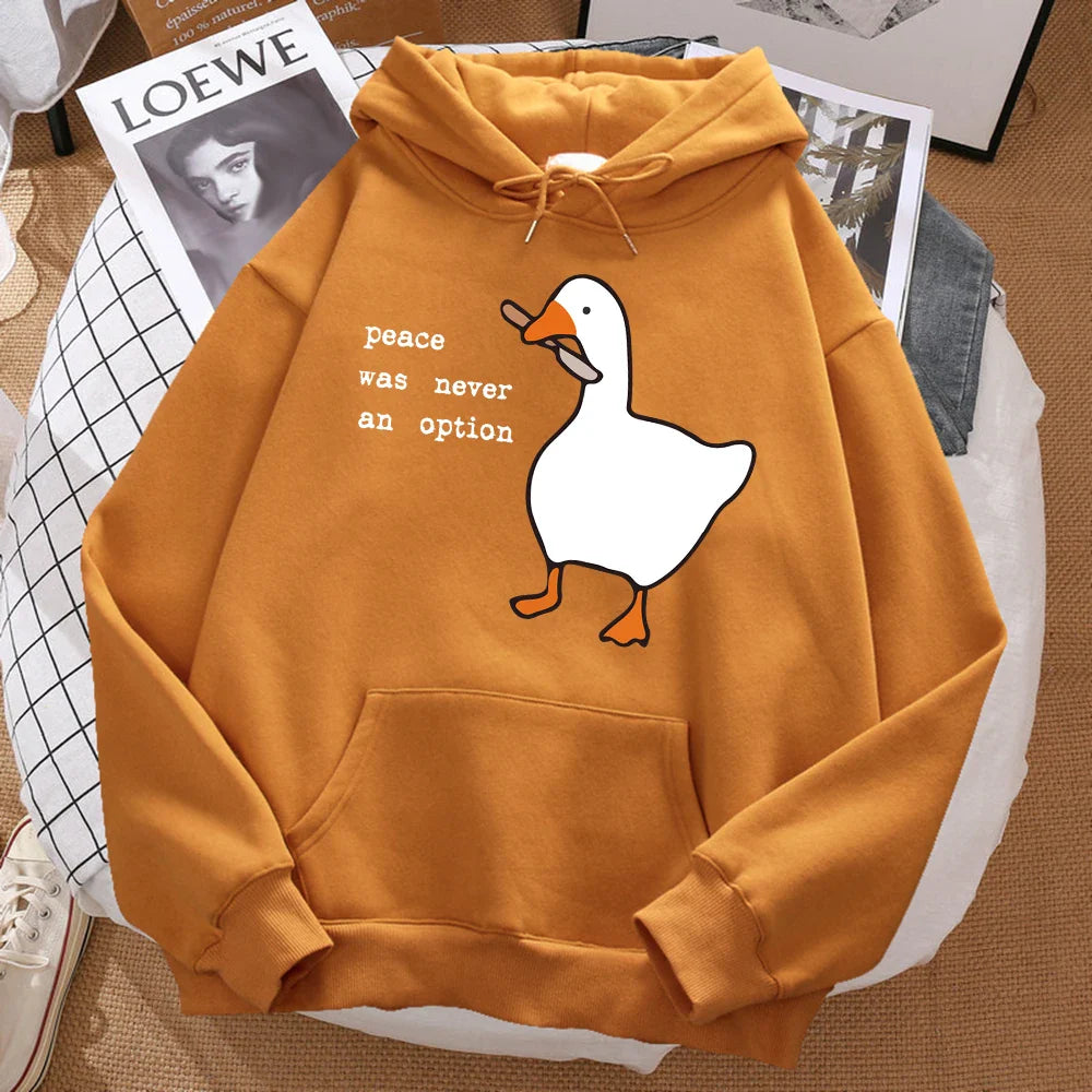Duck Print Oversized Hoodie For Men With Cozy Warmth And Relaxed Fit Sweatshirt