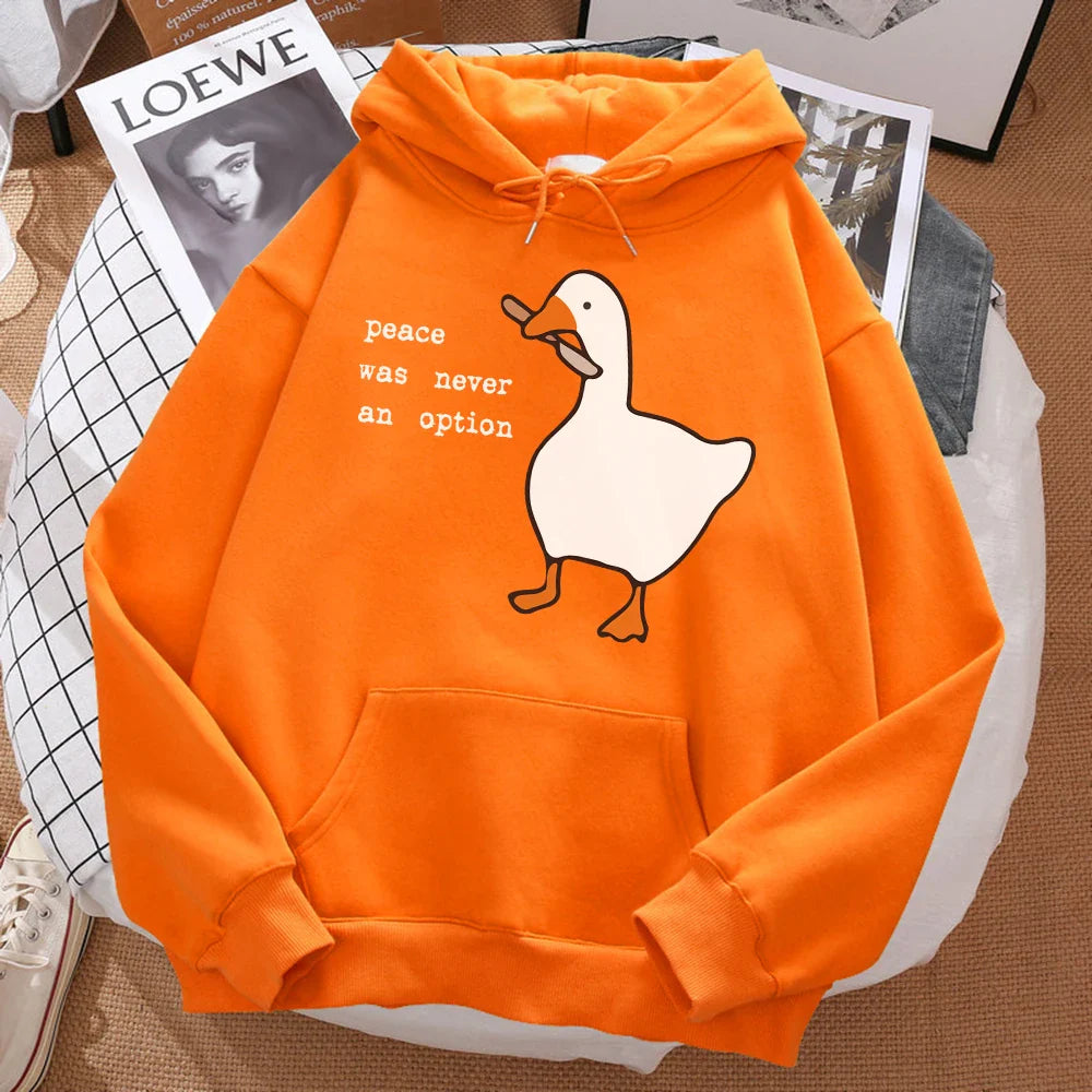 Duck Print Oversized Hoodie For Men With Cozy Warmth And Relaxed Fit Sweatshirt