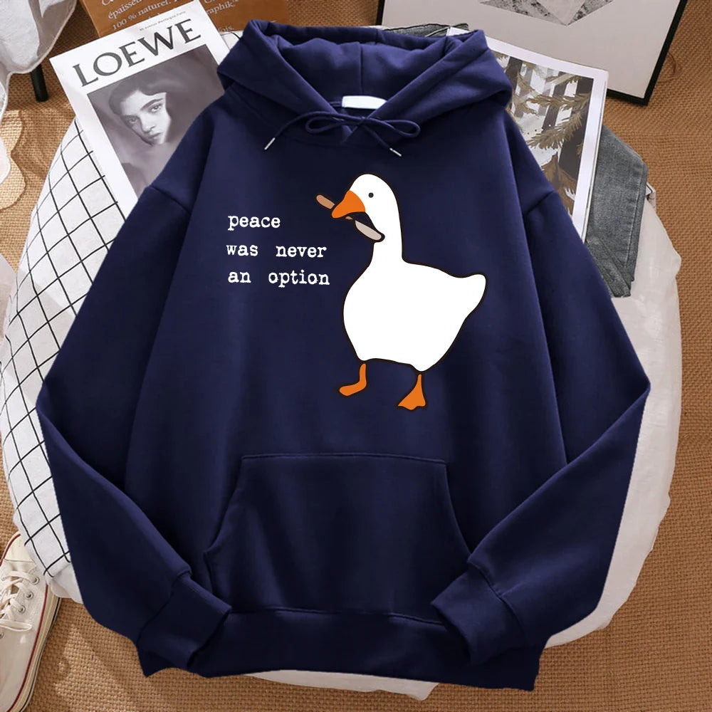Duck Print Oversized Hoodie For Men With Cozy Warmth And Relaxed Fit Sweatshirt