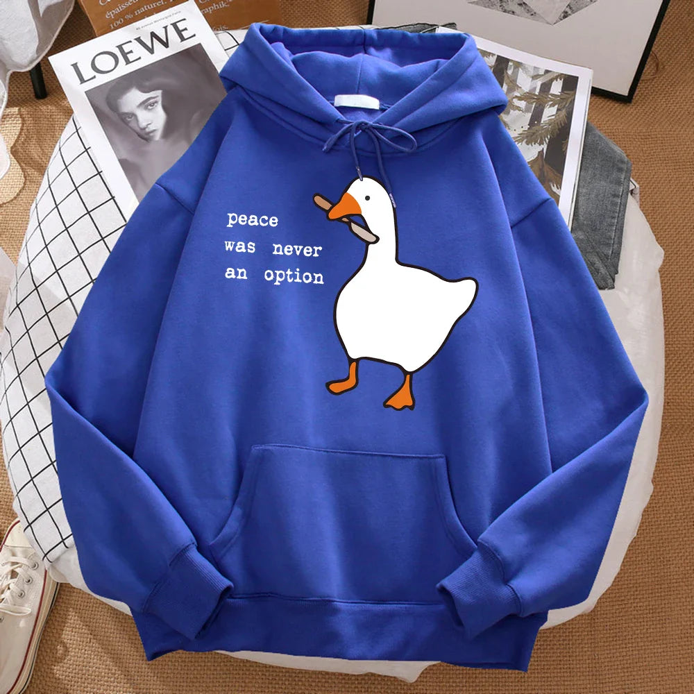 Duck Print Oversized Hoodie For Men With Cozy Warmth And Relaxed Fit Sweatshirt