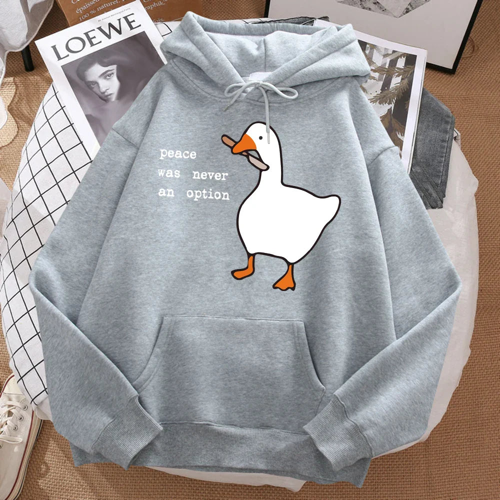 Duck Print Oversized Hoodie For Men With Cozy Warmth And Relaxed Fit Sweatshirt