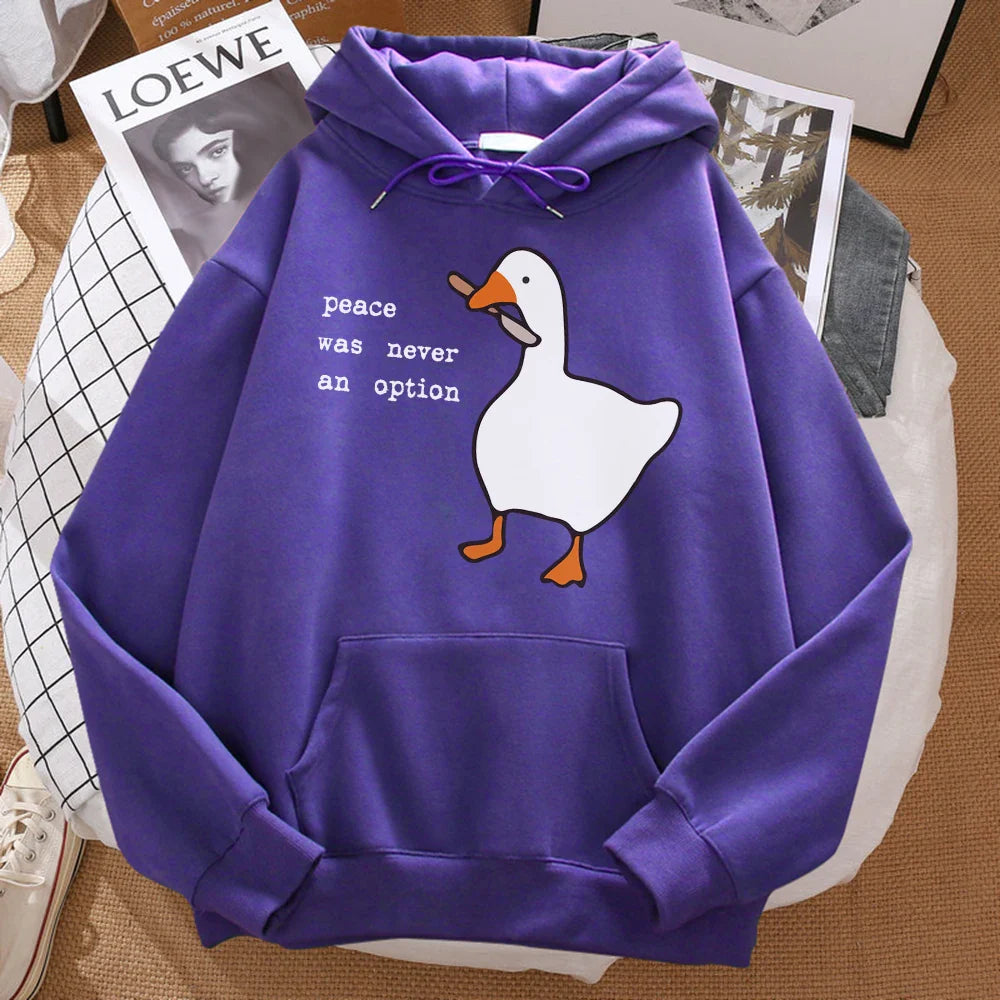 Duck Print Oversized Hoodie For Men With Cozy Warmth And Relaxed Fit Sweatshirt