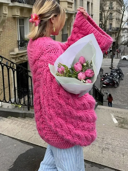 Oversized Knit Sweater For Women Cozy Warmth TikTok Viral Trendy Pullover All Day Comfort