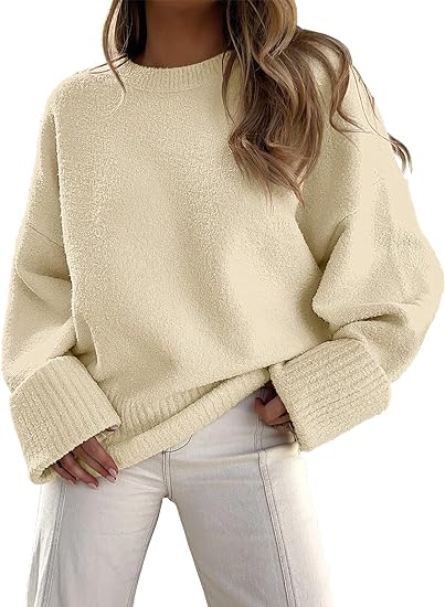 Oversized Sweater Cozy Warmth Crew Neck Unisex Pullover For Cold Days Soft Knit Comfort And Casual Style