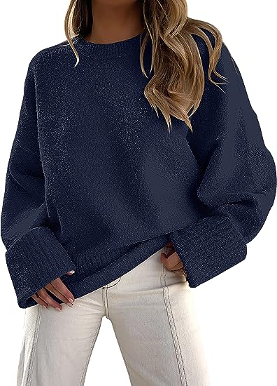 Oversized Sweater Cozy Warmth Crew Neck Unisex Pullover For Cold Days Soft Knit Comfort And Casual Style
