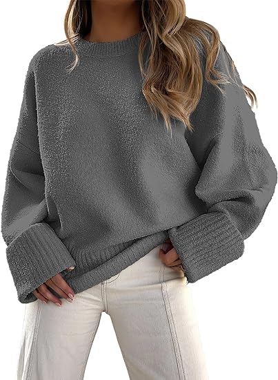 Oversized Sweater Cozy Warmth Crew Neck Unisex Pullover For Cold Days Soft Knit Comfort And Casual Style