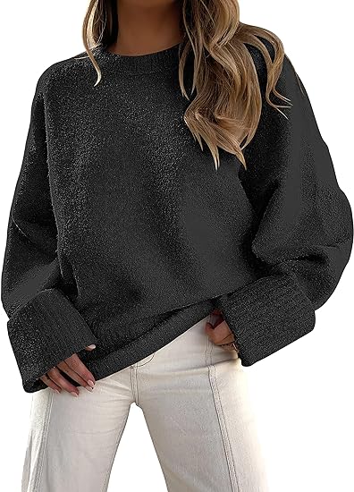 Oversized Sweater Cozy Warmth Crew Neck Unisex Pullover For Cold Days Soft Knit Comfort And Casual Style