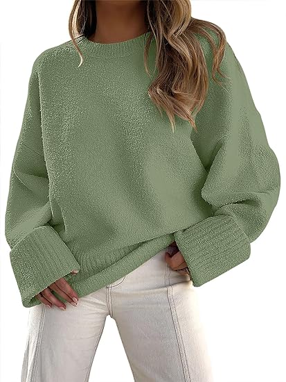 Oversized Sweater Cozy Warmth Crew Neck Unisex Pullover For Cold Days Soft Knit Comfort And Casual Style