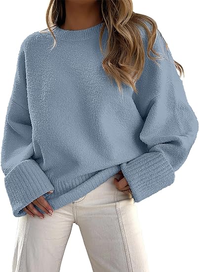 Oversized Sweater Cozy Warmth Crew Neck Unisex Pullover For Cold Days Soft Knit Comfort And Casual Style