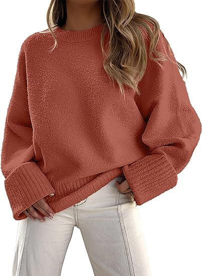 Oversized Sweater Cozy Warmth Crew Neck Unisex Pullover For Cold Days Soft Knit Comfort And Casual Style