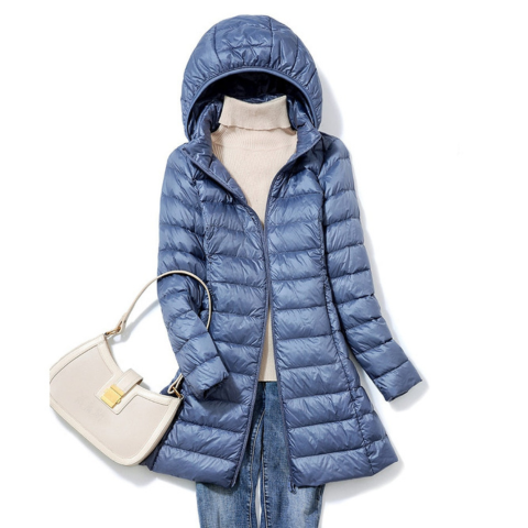 Léa Long Hooded Down Jacket For Women Warmth And Lightweight Comfort With Urban Style