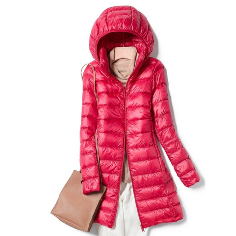 Léa Long Hooded Down Jacket For Women Warmth And Lightweight Comfort With Urban Style