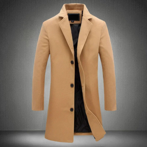 Tim | Long Coat for Men with Buttons — Classic & Versatile Design