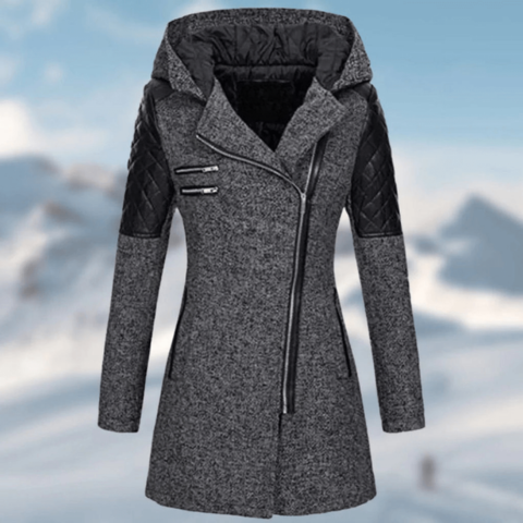 Hasnaa | Mid-Length Women's Zip Coat — Comfort & Slim Silhouette