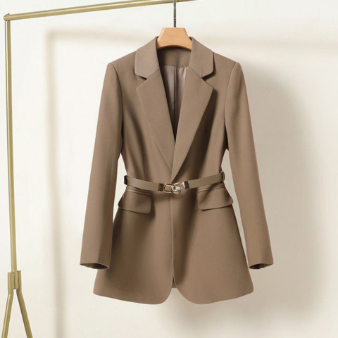 Janine Long Belted Blazer For Women Modern Silhouette