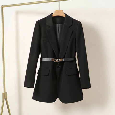Janine Long Belted Blazer For Women Modern Silhouette