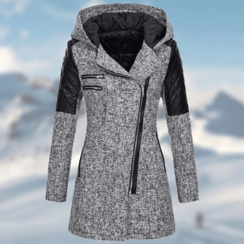 Hasnaa | Mid-Length Women's Zip Coat — Comfort & Slim Silhouette