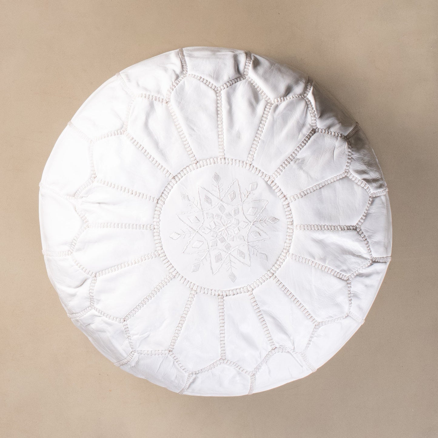 Authentic Moroccan Leather Pouf - White - TrendAura