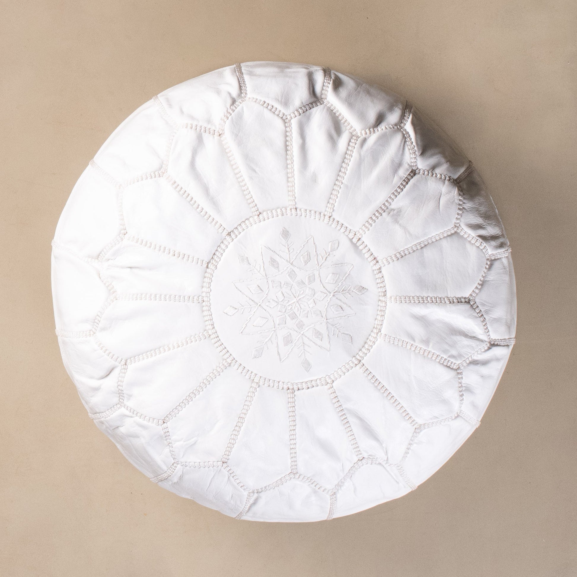 Authentic Moroccan Leather Pouf - White - TrendAura