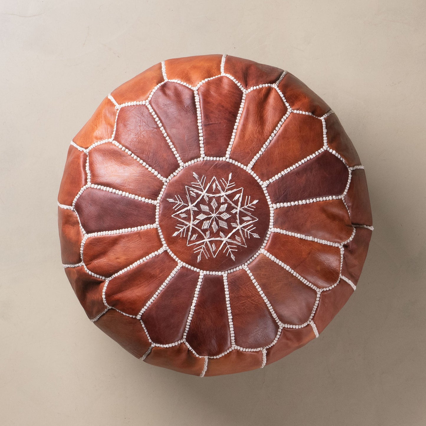 Authentic Moroccan Leather Pouf - Chocolate - TrendAura