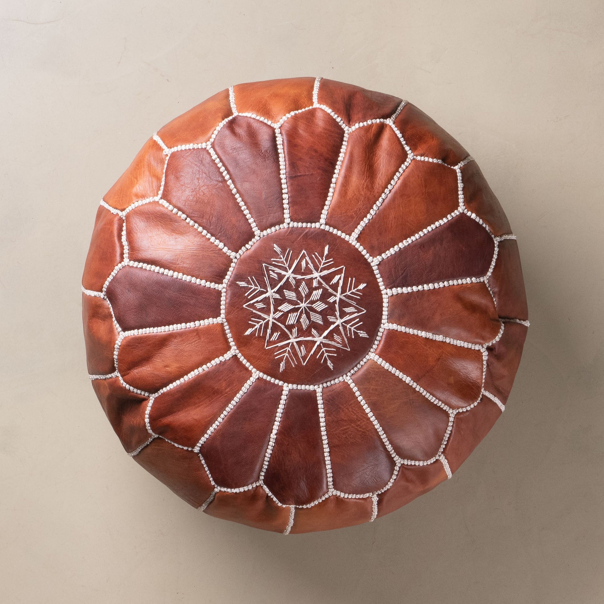 Authentic Moroccan Leather Pouf - Chocolate - TrendAura