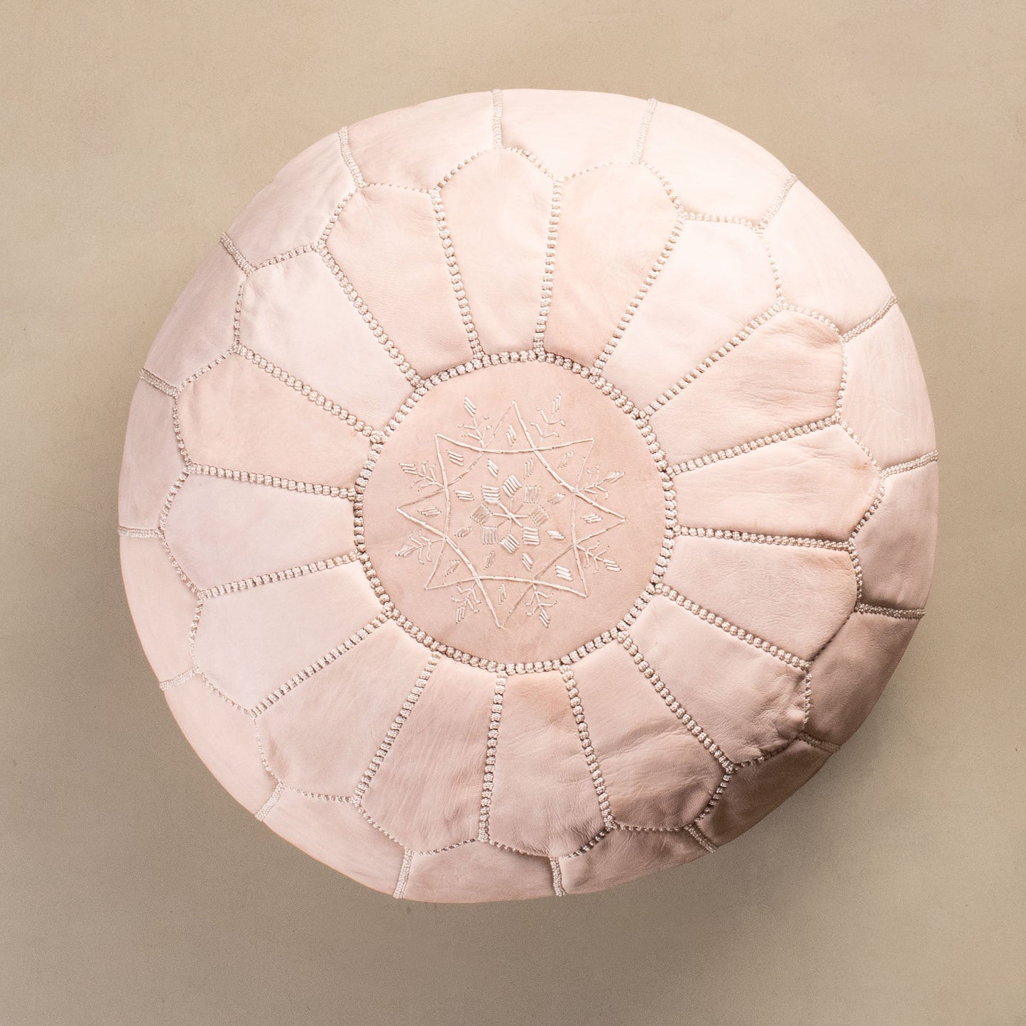 Authentic Moroccan Leather Pouf - Nude - TrendAura