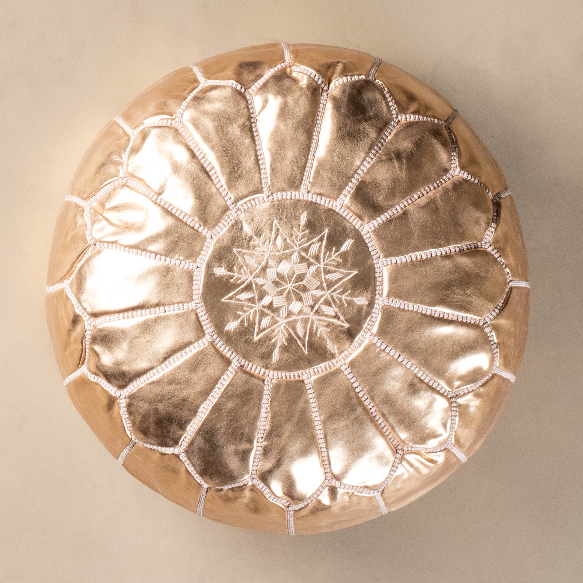 Authentic Moroccan Leather Pouf - Gold - TrendAura